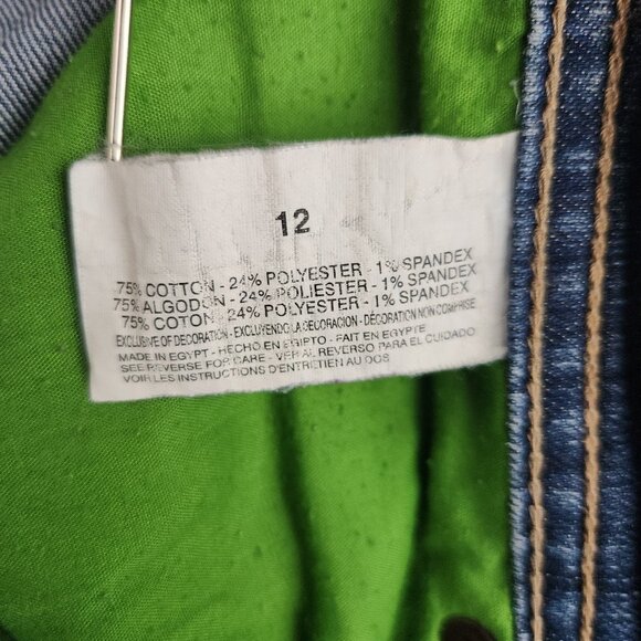 Womens Y2K High Rise Bootcut Jeans Size 12 Blue Embellished Pockets Light Stretc - Picture 10 of 11